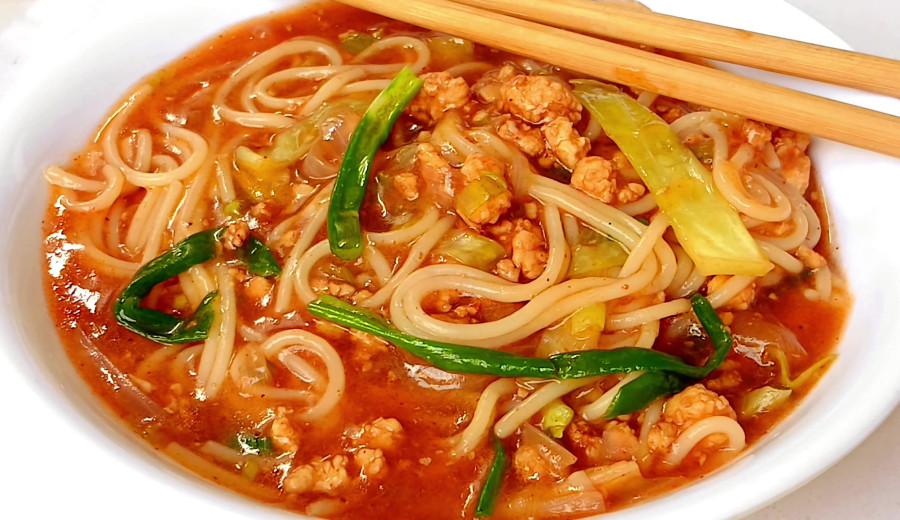 Noodles in Chicken and Cabbage Broth