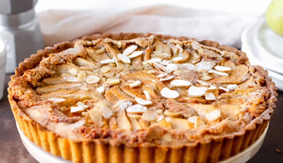 Pear and Almond Tart on a Graham Cracker Crust