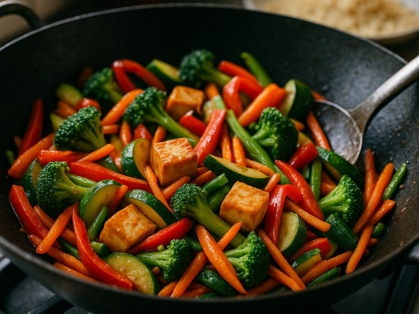 Tofu and Veggie Stir-Fry Served with Couscous step 2