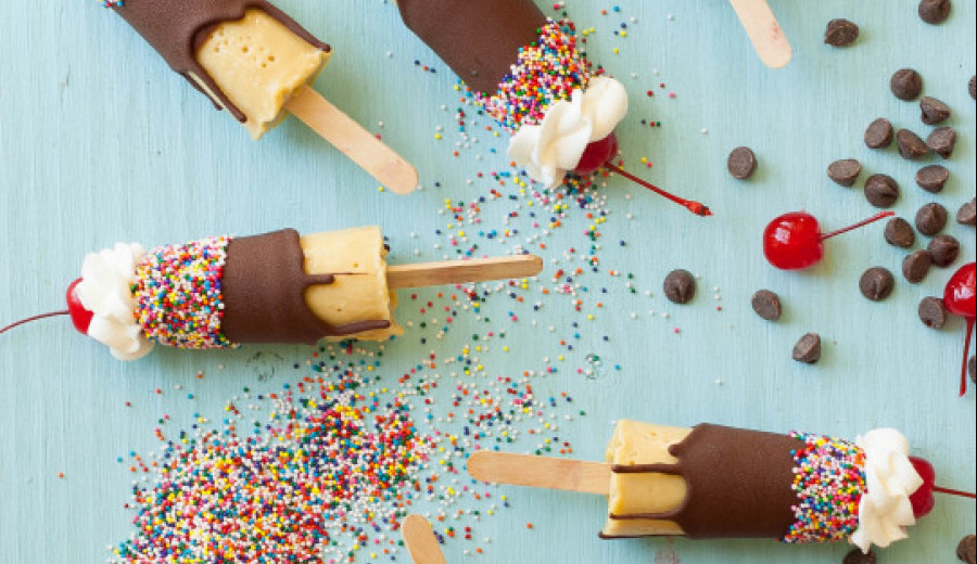 Strawberry-Banana Tahini Ice Pops