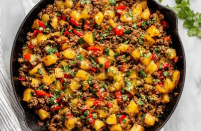 Ground Beef and Potato Skillet with a Mexican Twist