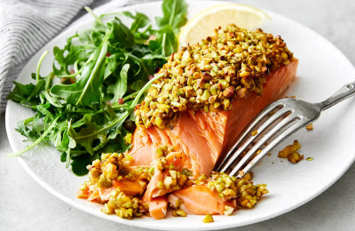 Pistachio-Crusted Salmon Roasted to Perfection