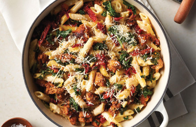 Pasta with Sweet Sausage and Creamy Kale