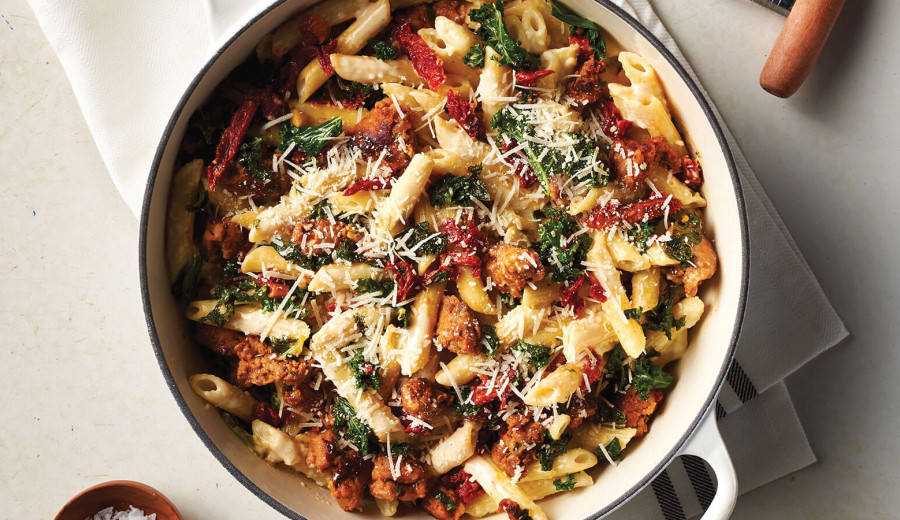 Pasta with Sweet Sausage and Creamy Kale