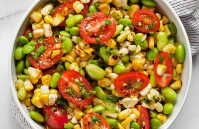 Corn and Edamame Salad with Grilled Succotash