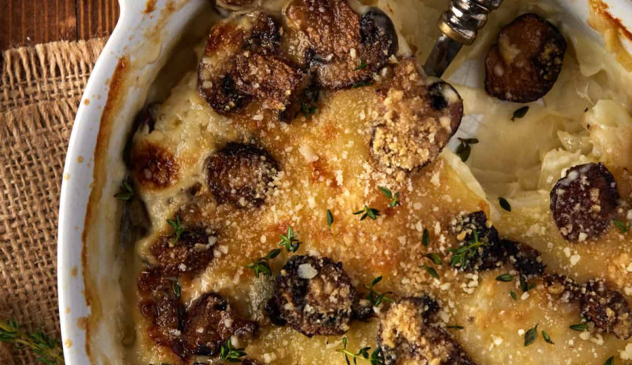Baked Portobello Mushroom Gratin