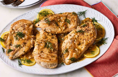 Lemon-Dill Sauce Stuffed Chicken Breasts