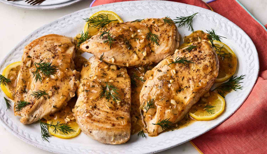Lemon-Dill Sauce Stuffed Chicken Breasts