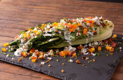 Romaine Lettuce Grilled and Topped with Blue Cheese