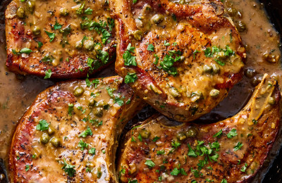 Lemon-Wine Glazed Pork Chops