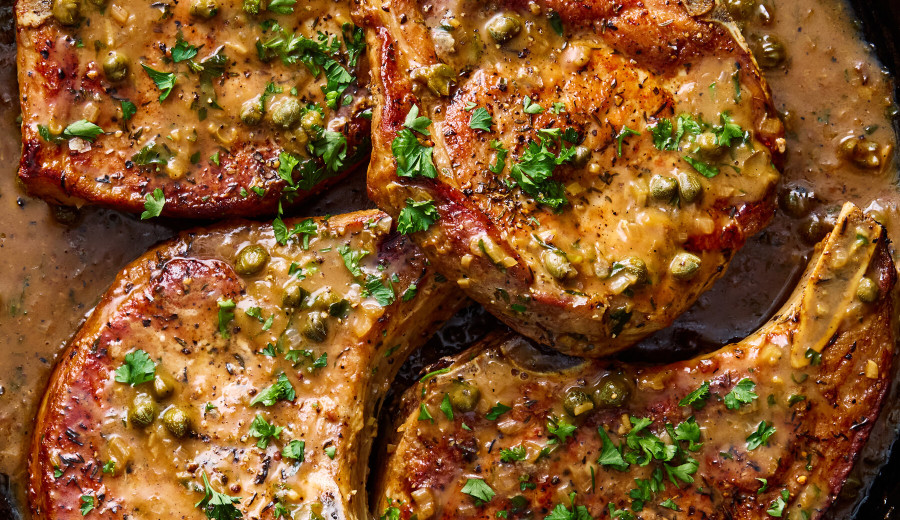 Lemon-Wine Glazed Pork Chops