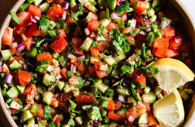 Kachumbar with Tomatoes and Cucumbers