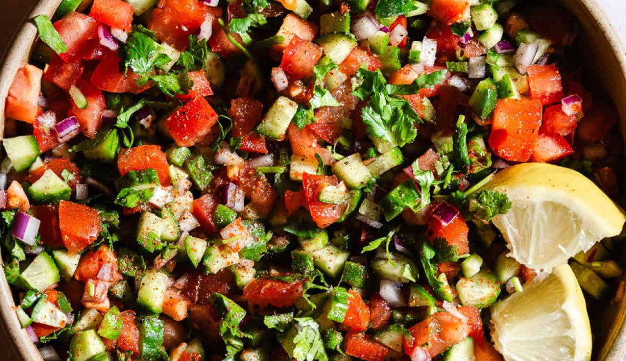 Kachumbar with Tomatoes and Cucumbers