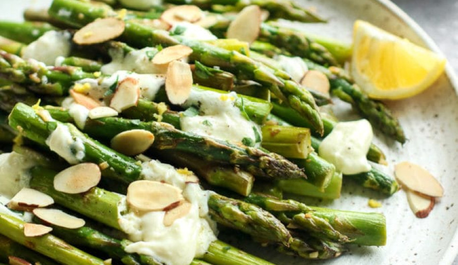 Asparagus Roasted with Lemon and Goat Cheese