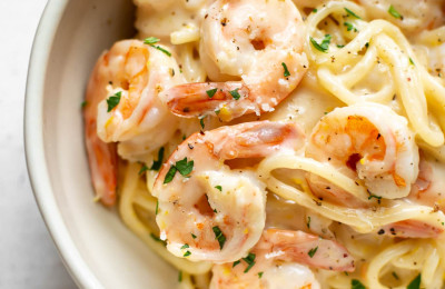 Pasta and Shrimp in a Creamy Lemon Sauce