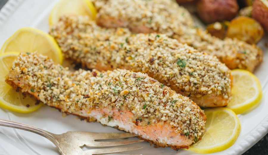 Citrus-Hazelnut Crusted Salmon