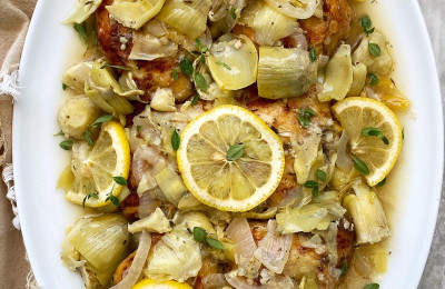 Chicken with Artichoke Hearts in a Lemon Sauce