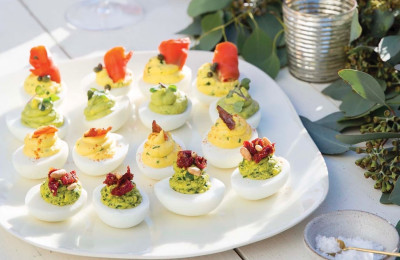 Tomatoes and Smoked Salmon Deviled Eggs