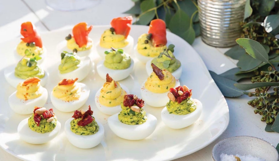 Tomatoes and Smoked Salmon Deviled Eggs