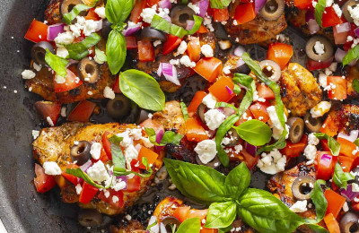 Chicken Mediterranean Style with Pepperoncini and Kalamata Olives