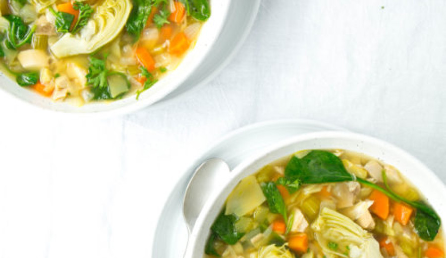 Grilled Chicken Artichoke Soup