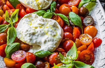 Caprese Salad Topped with Burrata