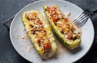 Zucchini Boats Filled with Mediterranean Goodness