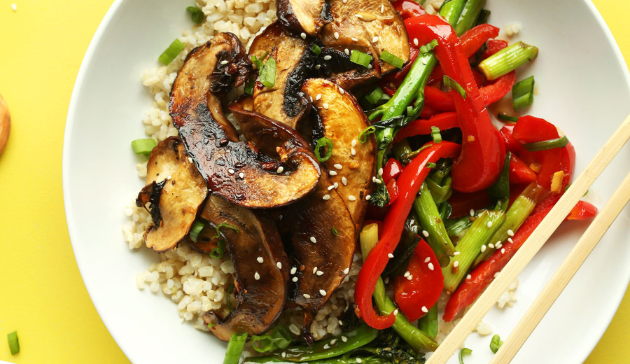 Grilled Portobello Mushrooms with Sautéed Veggies