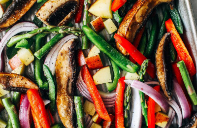 Broiled Portobello Caps with Stir-Fried Vegetables
