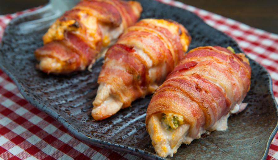 Chicken Breasts Stuffed with Jalapeno Poppers and Wrapped in Bacon