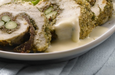 Asparagus Roasted and Topped with Smoky Gouda Sauce