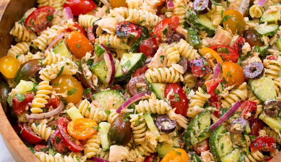 Tuna Pasta Salad with Fresh Garden Veggies