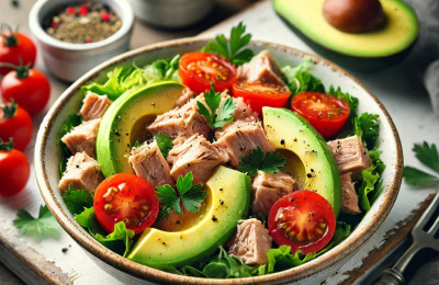 Tuna Salad with Avocado and Cherry Tomatoes
