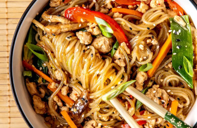 Chicken and Veggie Stir-Fry with Glass Noodles