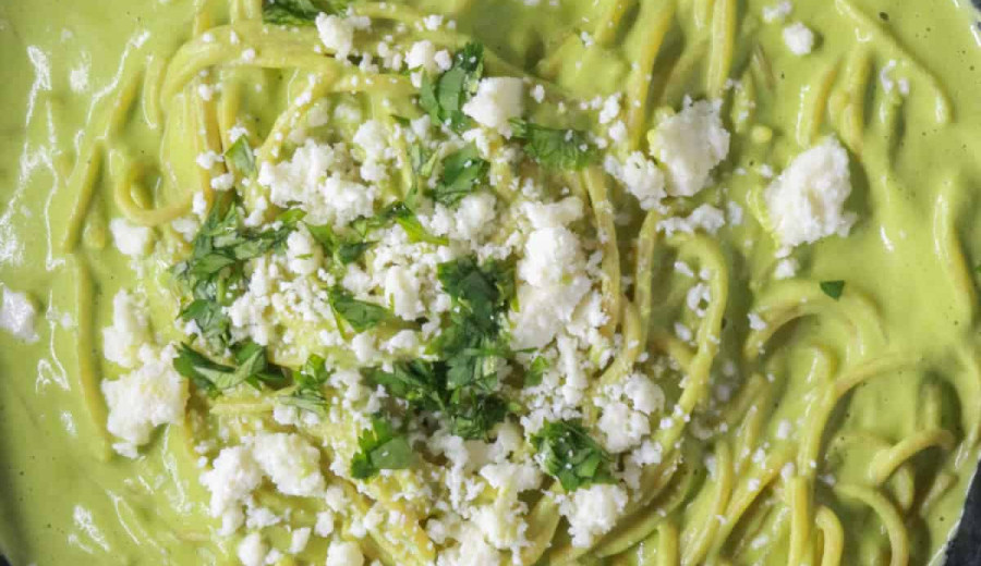 Spaghetti with Mexican Green Sauce