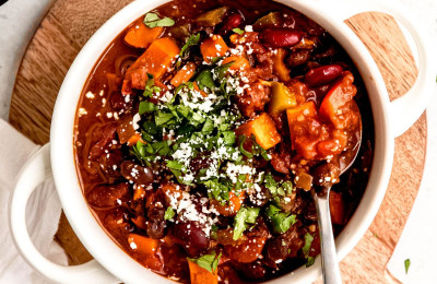Slow-Cooked Vegan Chili with Sweet Potatoes