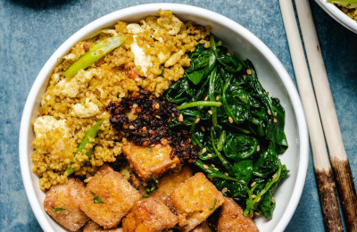Stir-Fried Tofu and Vegetables over Couscous