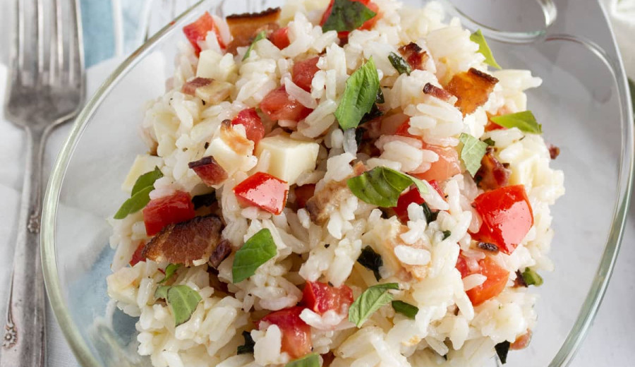 Tomato-Basil Rice with Pancetta from the Harvest