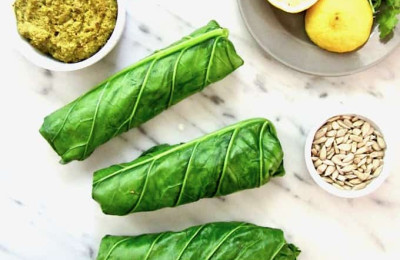 Sunflower Seed Spread Wrapped in Collard Greens