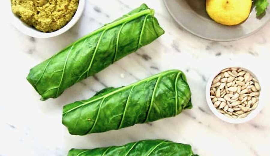 Sunflower Seed Spread Wrapped in Collard Greens