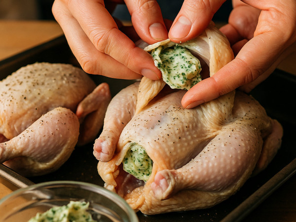 Thanksgiving Cornish Hen Dinner Made on a Sheet Pan step 2