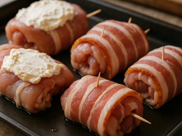 Baked Chicken Thighs Wrapped in Creamy Bacon step 1