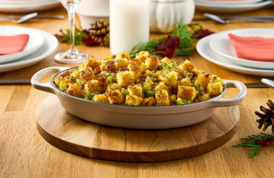 Challah and Corn Stuffing with Fried Sage