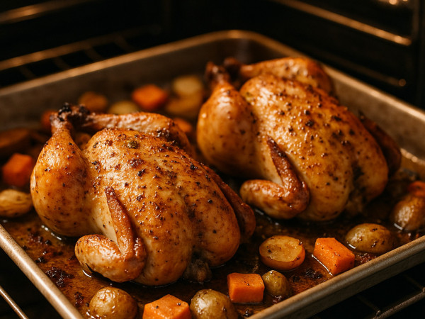 Thanksgiving Cornish Hen Dinner Made on a Sheet Pan step 4
