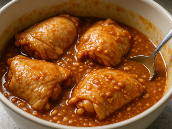 Baked Chicken Thighs with Spicy Honey and Peanut Sauce step 1