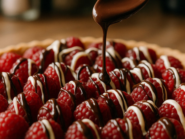 Tart with Three Chocolates and Raspberries step 3