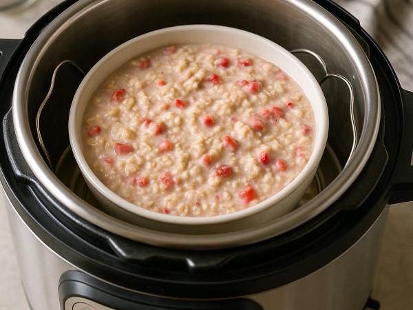 Creamy Strawberry Oatmeal in the Instant Pot® step 1