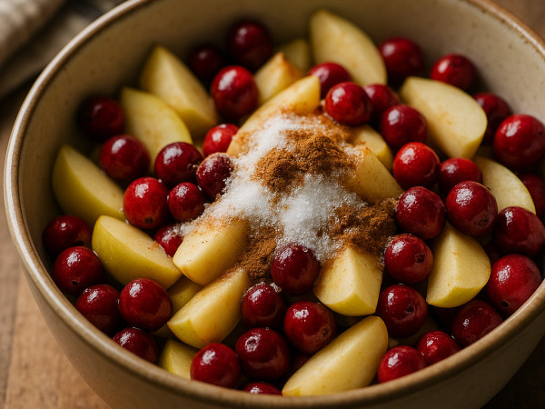 Low-Sugar Cranberry Apple Streusel Pie step 4