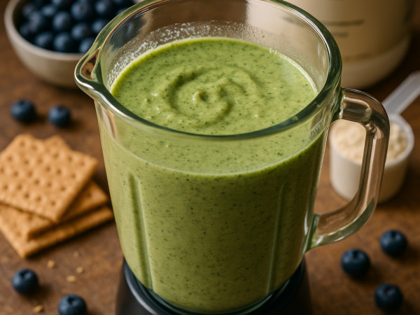 Blueberry Vanilla Protein Smoothie with Graham Cracker step 1