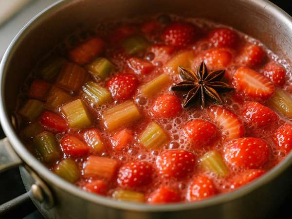 Rhubarb and Strawberry Sauce step 1